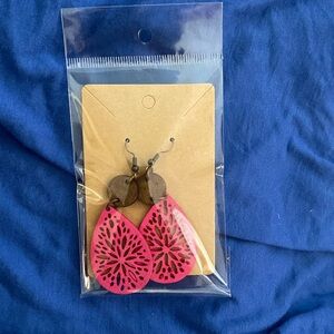 Pink Wood Earrings